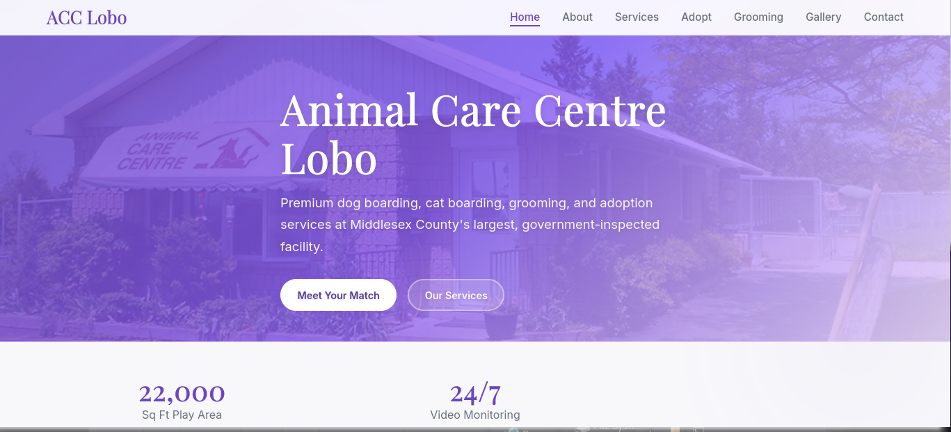 ACC Lobo — client website homepage in progress